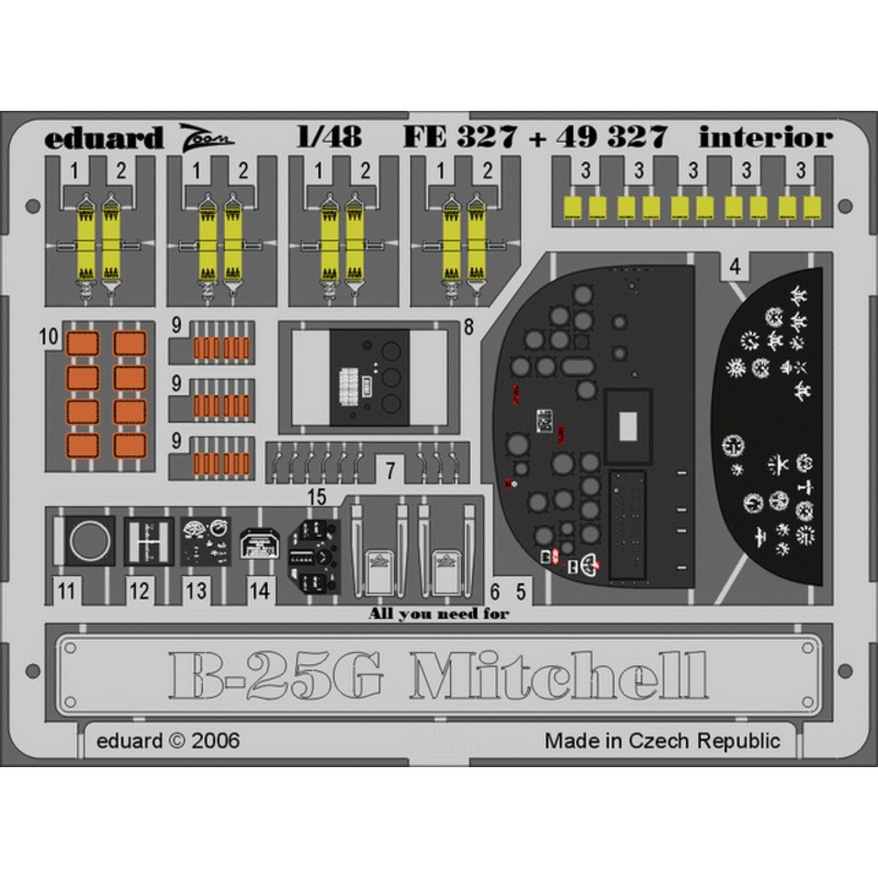 Eduard - 1/48 B-25G Interior (Color photo-etched) (for Accurate Miniatures) FE327