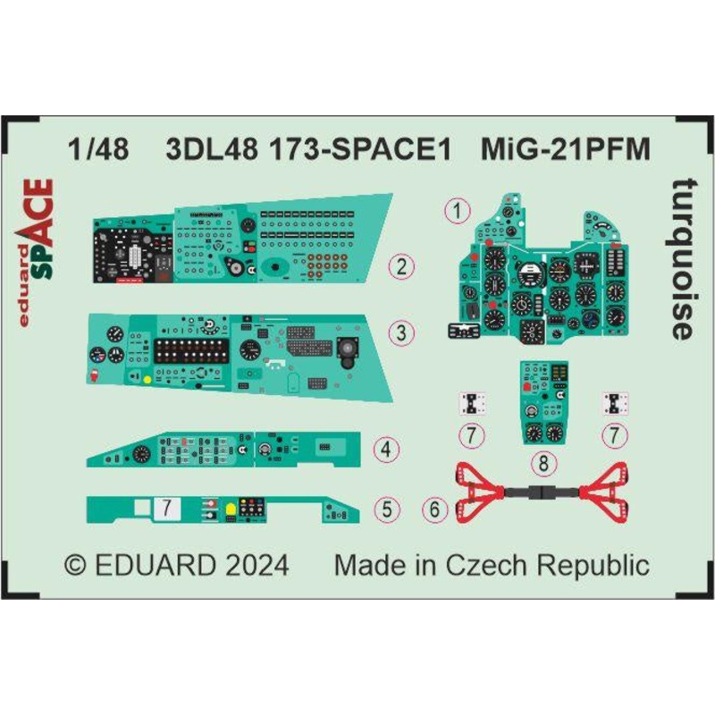 Eduard - 1/48 MiG-21PFM Turquoise SPACE set (for Eduard) 3DL48173