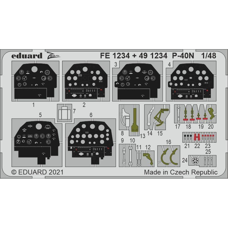 Eduard - 1/48 P-40N (Photo-etched) (for Academy) 491234