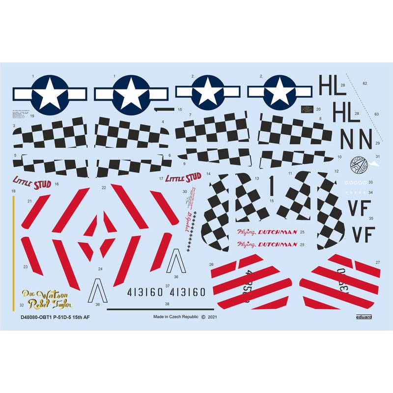 Eduard - 1/48 P-51D-5 "15th AF" Decal Sheet D48080