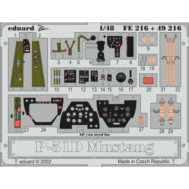 Eduard - 1/48 P-51D (Color photo-etched) (for Tamiya) 49216