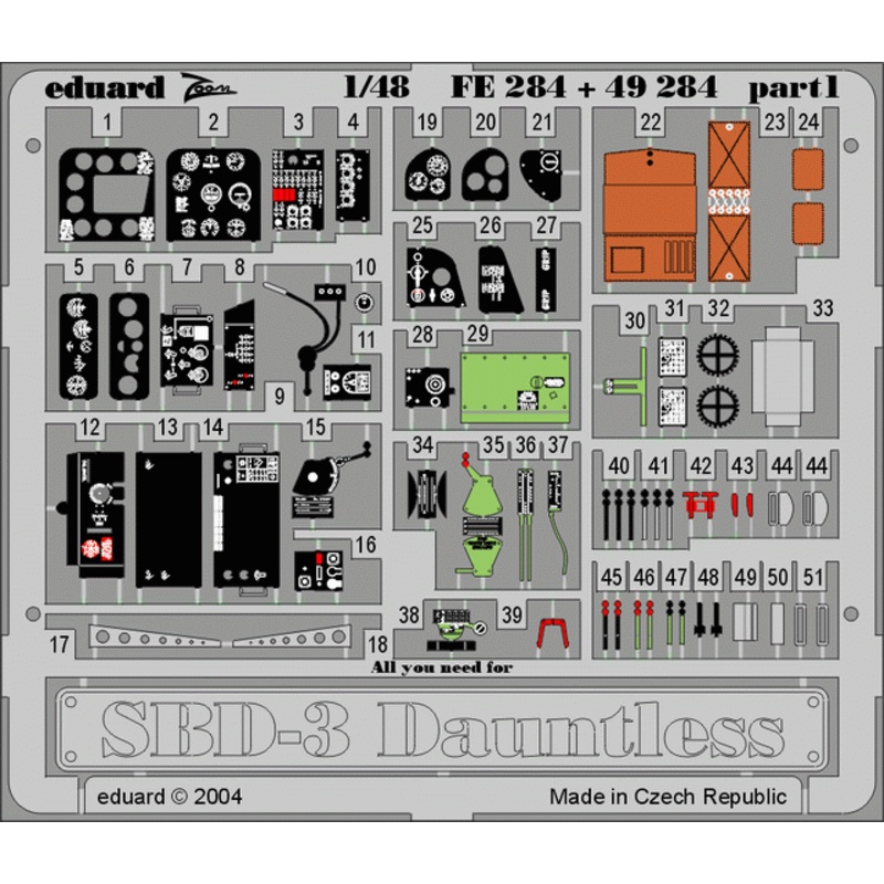Eduard - 1/48 SBD-3 (Color photo-etched) (for Accurate Miniatures) 49284