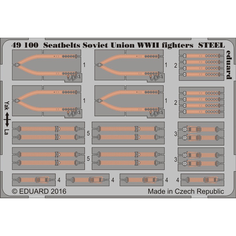 Eduard - 1/48 Seatbelts Soviet Union WWII fighters STEEL (Color photo-etched) 49100