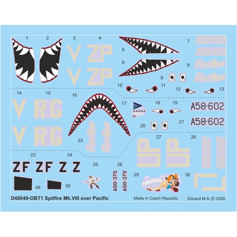 Eduard - 1/48 Spitfire Mk.VIII Over Pacific Decal Sheet D48049