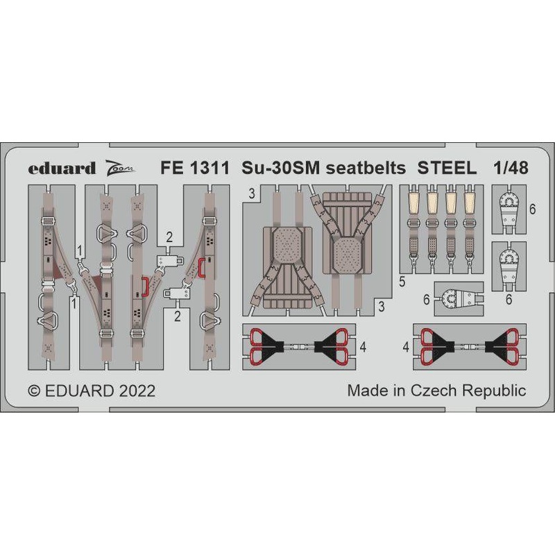 Eduard - 1/48 Su-30SM Seatbelts STEEL (Color photo-etched) (for GWH) FE1311