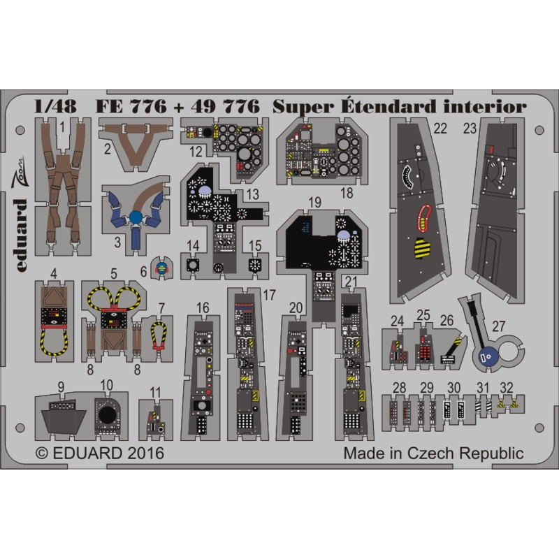 Eduard - 1/48 Super Etendard Interior (Color photo-etched) (for Kinetic) FE776