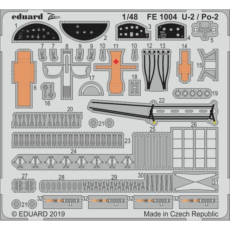 Eduard - 1/48 U-2 / Po-2 (Color photo-etched) (for ICM) FE1004