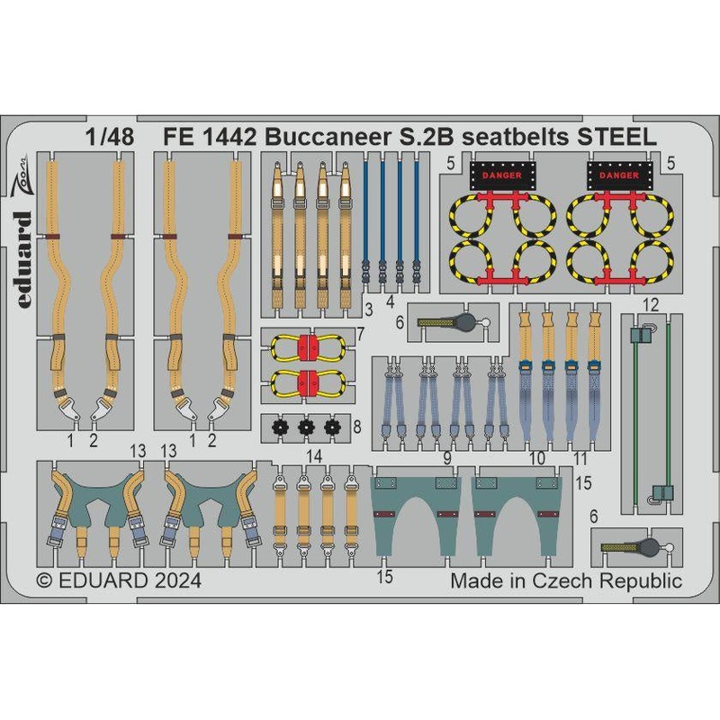 Eduard - 1/48 Buccaneer S.2B Seatbelts STEEL (Color photo-etched) (for Italeri) FE1442
