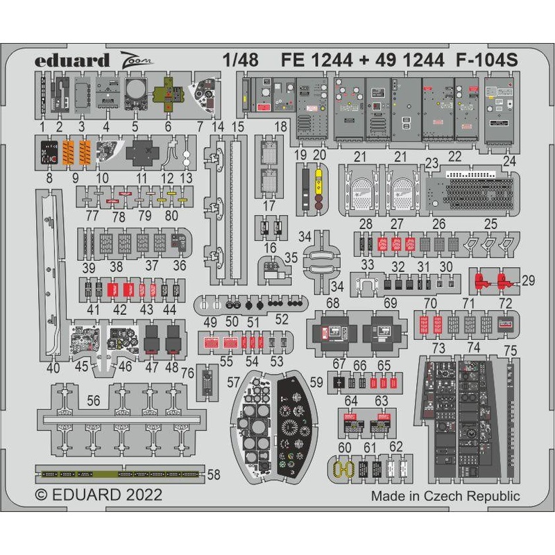 Eduard - 1/48 F-104S (Color photo-etched) (for Kinetic) FE1244