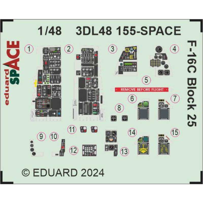 Eduard - 1/48 F-16C Block 25 SPACE set (for Tamiya) 3DL48155