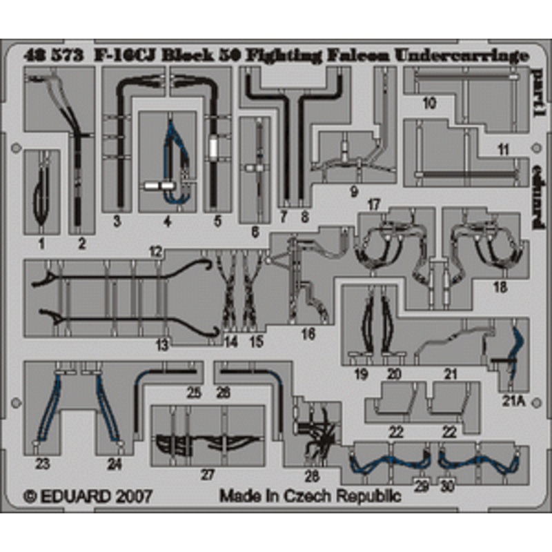 Eduard - 1/48 F-16CJ Block 50 Undercarriage (Color photo-etched) (for Tamiya) 49390