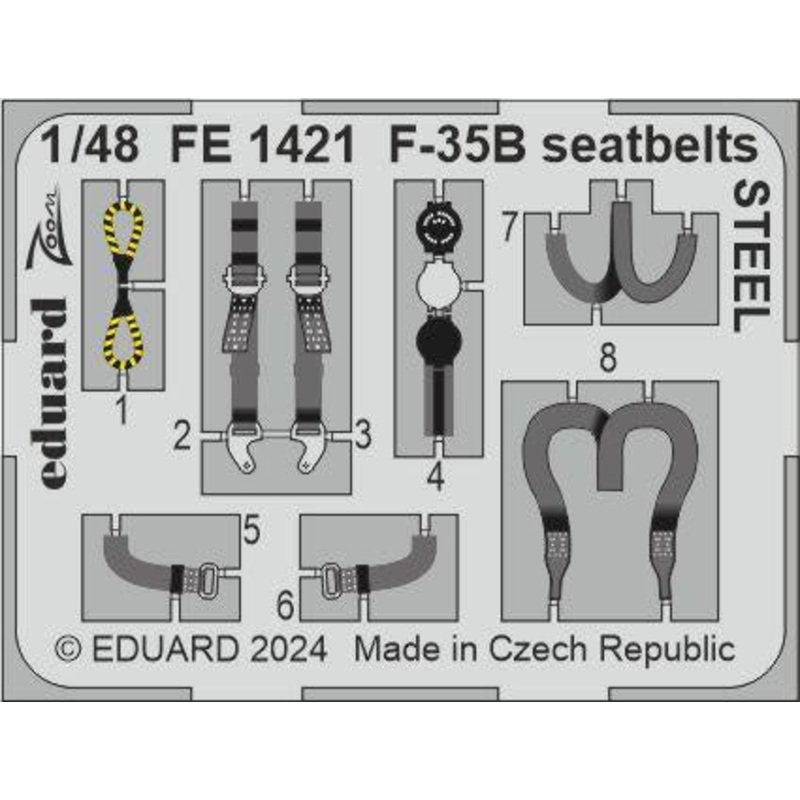 Eduard - 1/48 F-35B Seatbelts STEEL (Color photo-etched) (for Tamiya) FE1421
