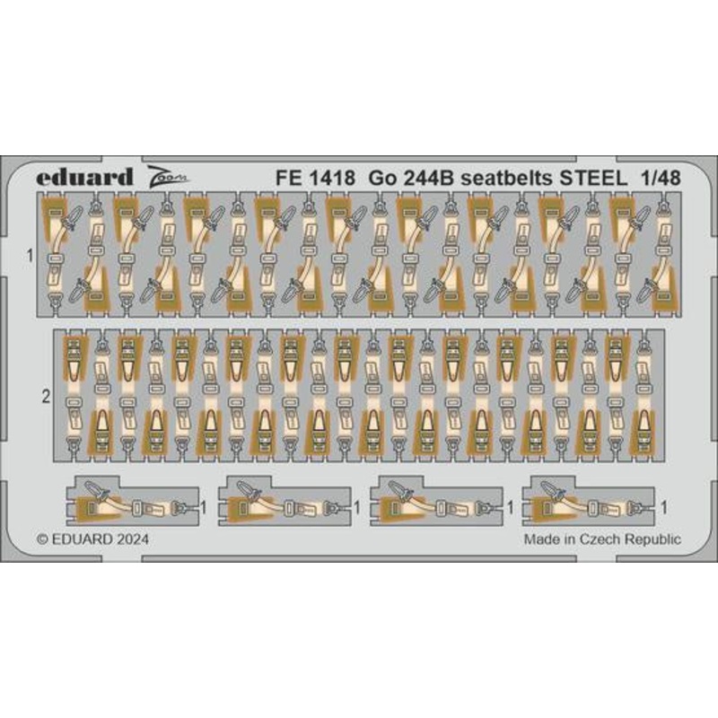 Eduard - 1/48 Go 244B Seatbelts STEEL (Color photo-etched) (for ICM) FE1418