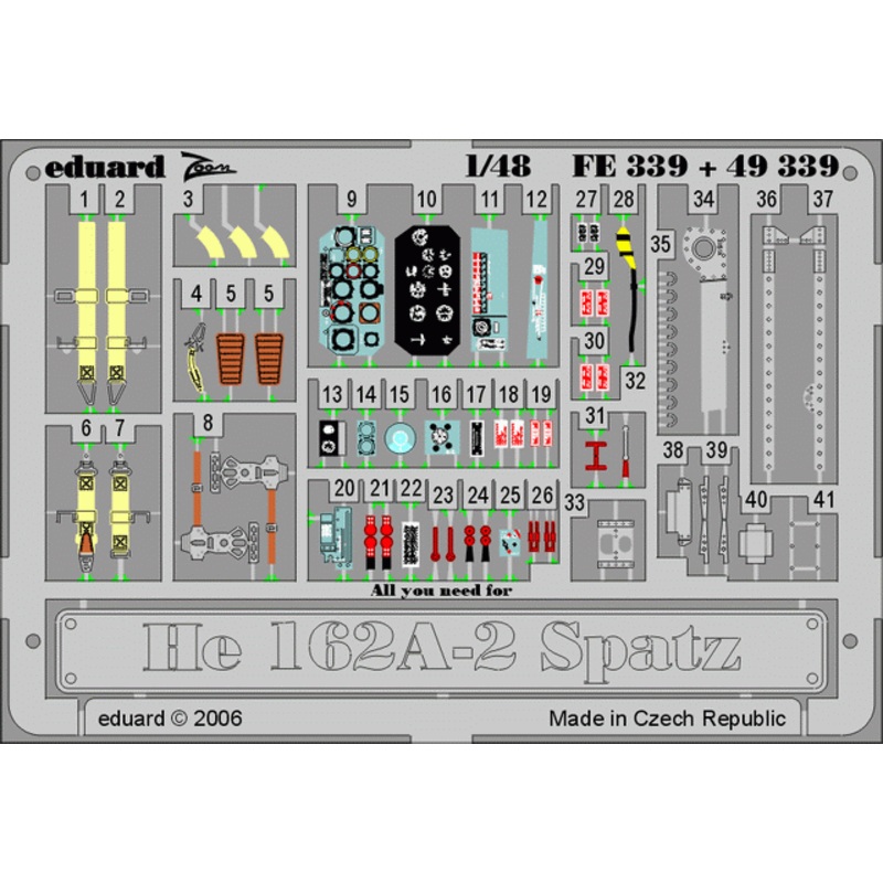 Eduard - 1/48 He 162A-2 Spatz (Color photo-etched) (for Tamiya) FE339