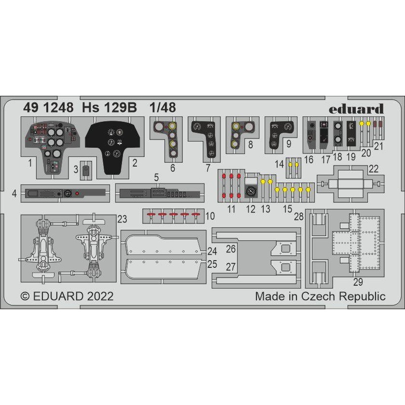Eduard - 1/48 Hs 129B (Photo-etched) (for Hasegawa) 491248