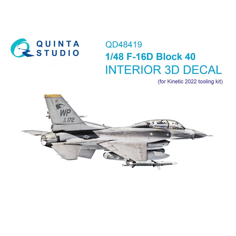 Quinta Studio QD48419 - 1/48 F-16D block 40 3D-Printed & coloured Interior (Kinetic 2022)