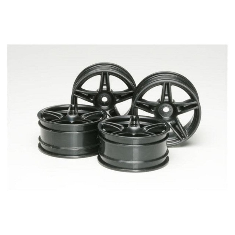 Tamiya - Black Twin 5-Spoke Wheels for FXX 26mm/+4 (4)