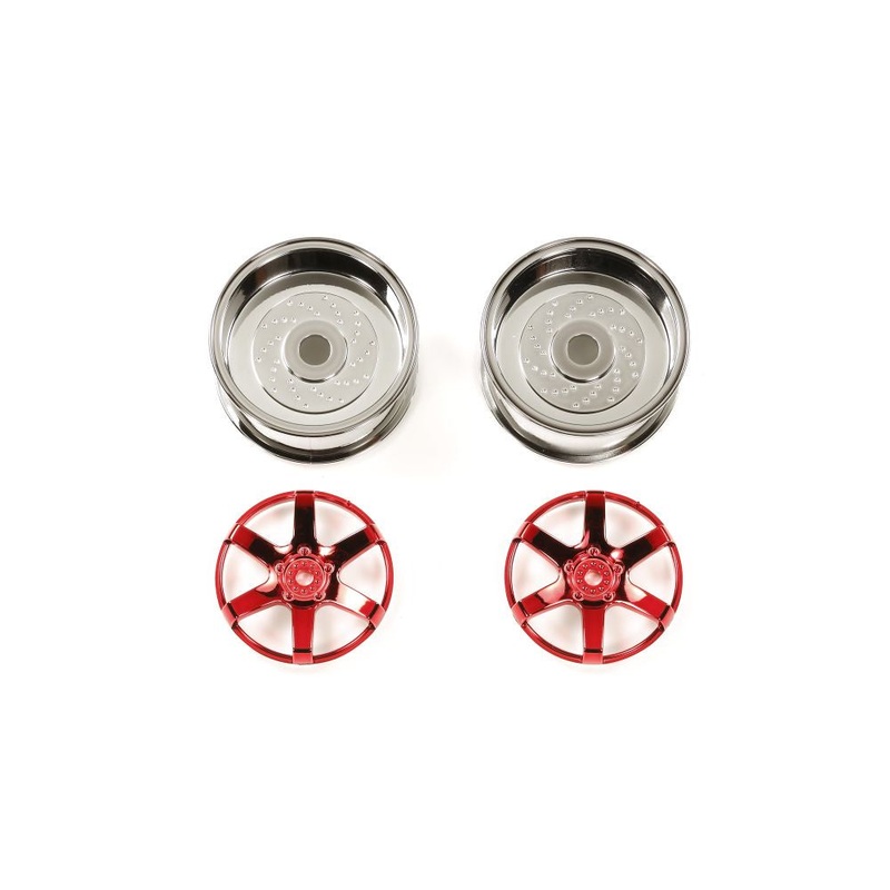Tamiya - 2-piece 6-Spoke Wheel (26mm/Off+6) Red
