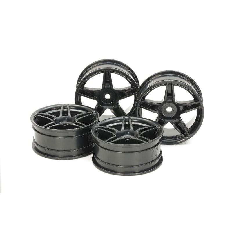 Tamiya - Medium-Narrow Twin 5-Spoke Black Wheels (+2 Offset)