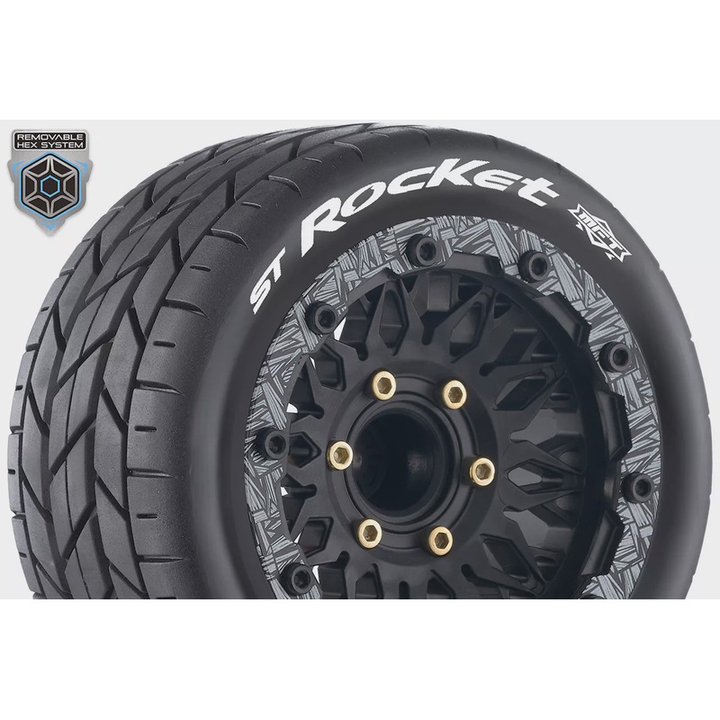 Louise - ST-Rocket 1/10 Truck Tire (Mounted) Sport Black - Removable Hex (2)