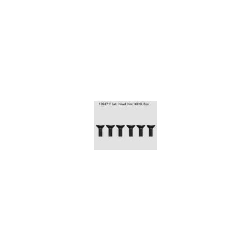 River Hobby - RH10247 3x8mm Flat Head Hex Screw (6)