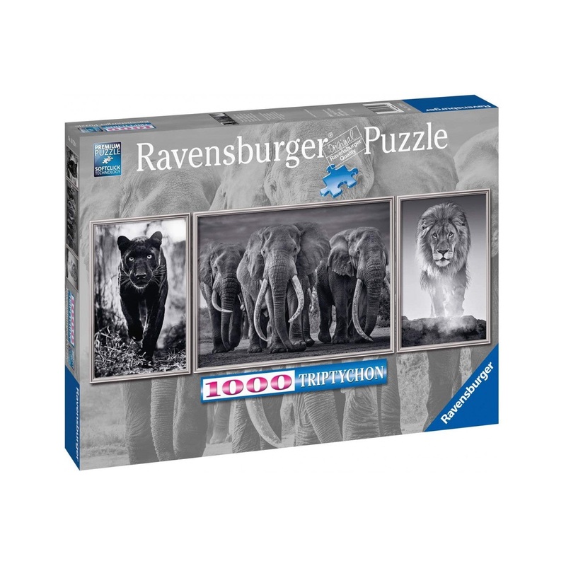 Ravensburger - Panthers, Elephants, Lion (Black And White Animals) (1000pcs)