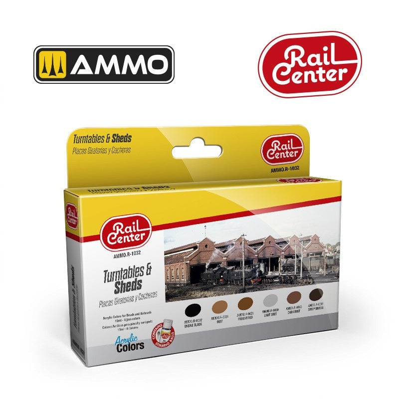 AMMO - R-1032 Rail Center - Turntables & Sheds (Paint Set)