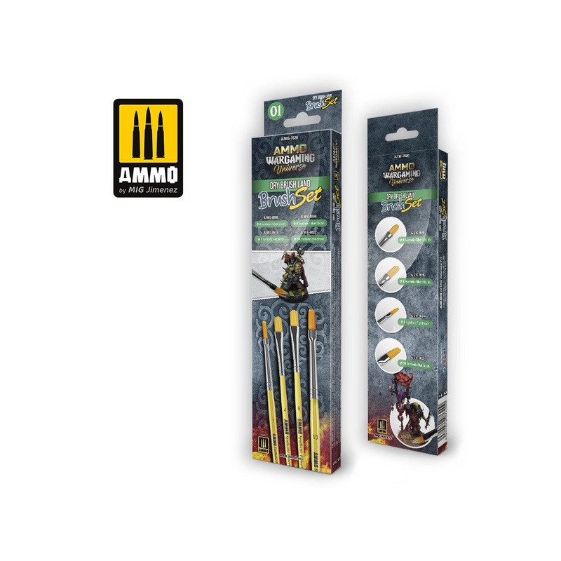 AMMO WARGAMING UNIVERSE - Drybrush Land Brush Set