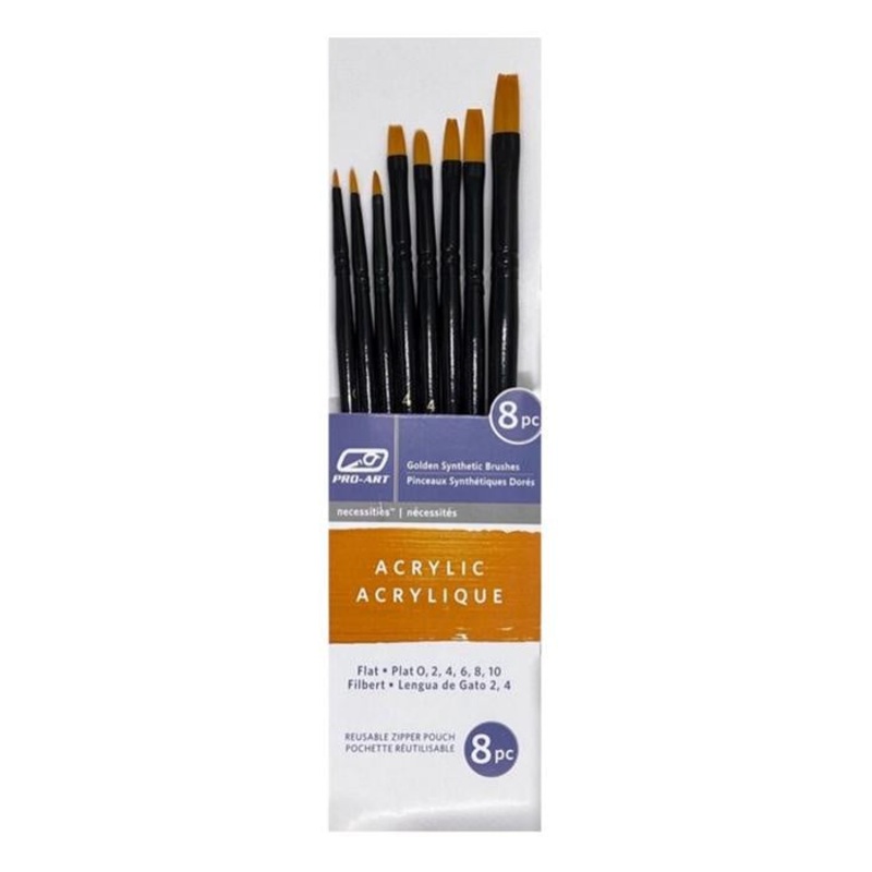 PRO-ART - Acrylic Brush Set 8pc Golden Taklon