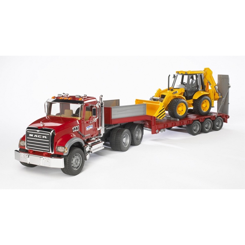 Bruder - MACK Granite Truck w/ Low Loader & JCB