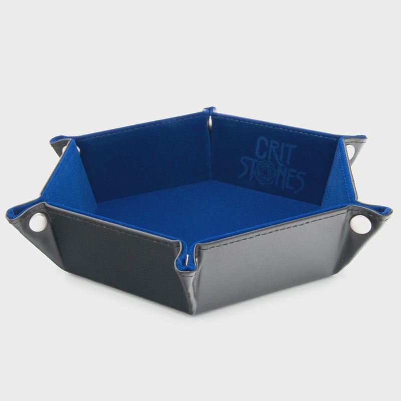 CritStones - Hexagonal Foldable Dice Tray - Blue