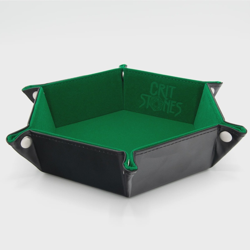 CritStones - Hexagonal Foldable Dice Tray - Green