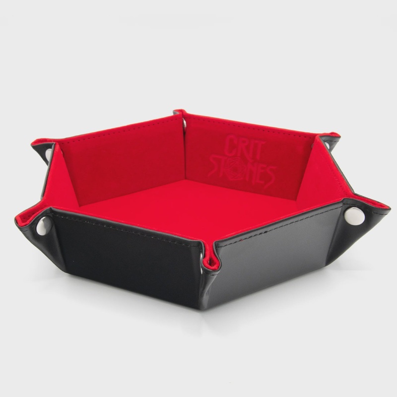 CritStones - Hexagonal Foldable Dice Tray - Red