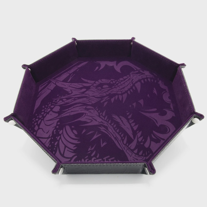 CritStones - Octagonal XL Foldable Dice Tray - Dragon Skin - Purple