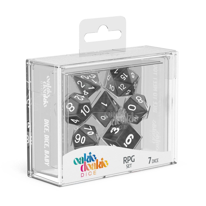 Oakie Doakie Dice - RPG Set Marble Black (7)