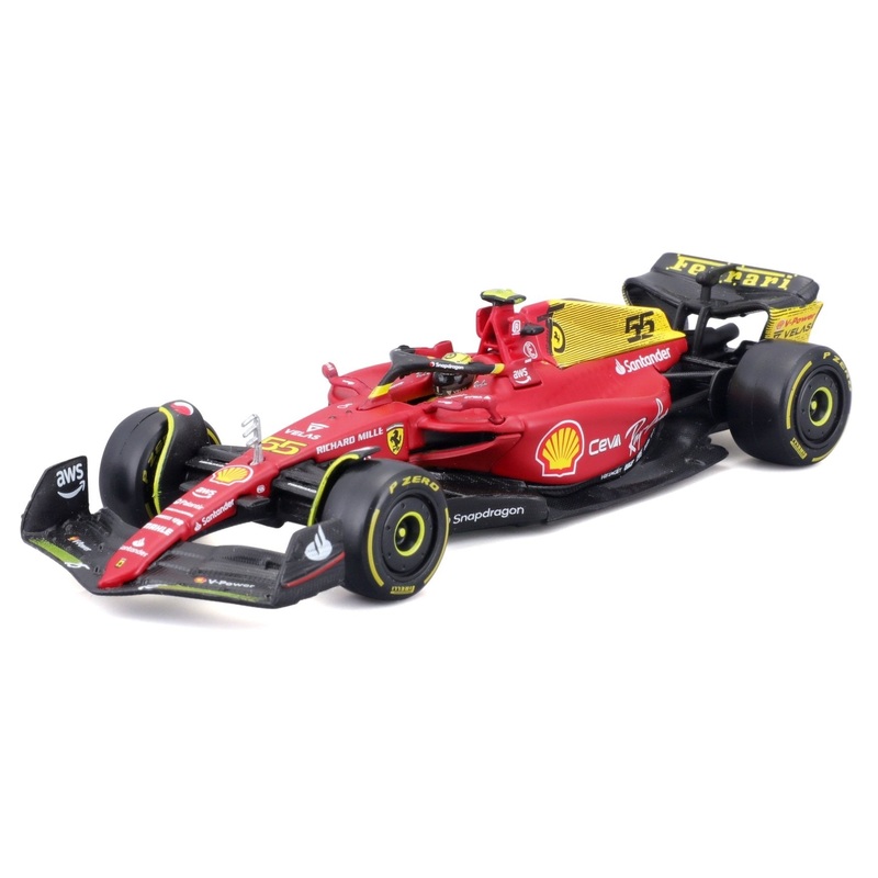 Burago - 1/43 Ferrari F1-75 2022 Monza w/ Helmet & Case (#55 Carlos Sainz)