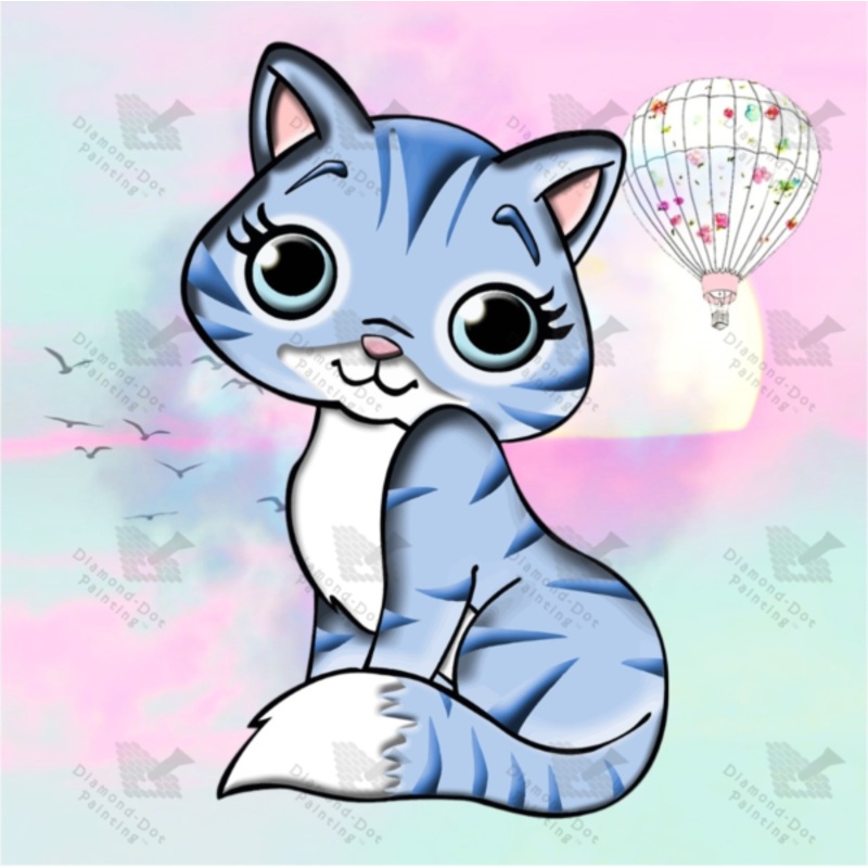 Diamond-Dot - DDP022 - Blue Kitty (18x18) Full Framed