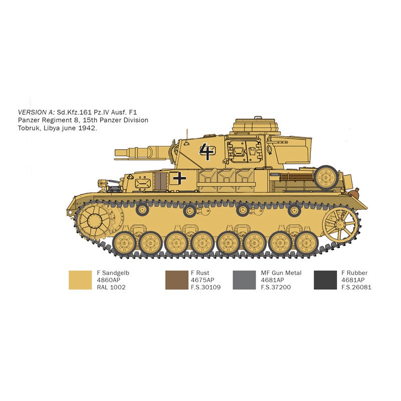 Italeri 1/35 Pz.Kpfw. IV F1/F2/G kit with Afrika Korps Infantry (El Alamein 1942 2022) 6593