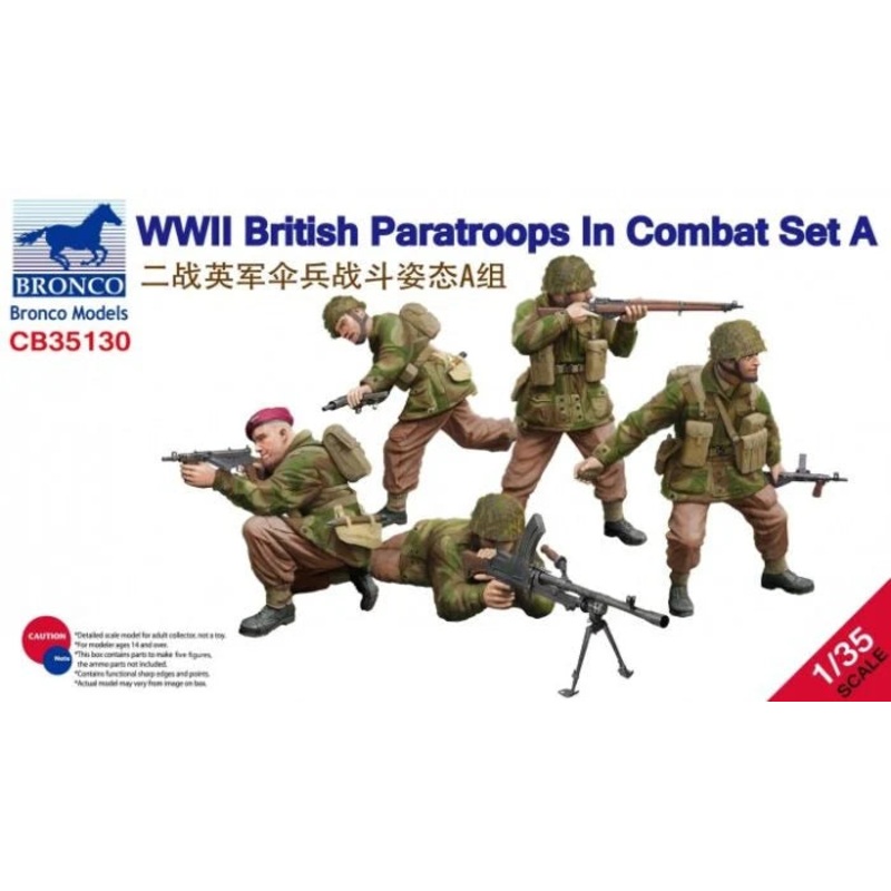 Bronco Models 1/35 WWII British Paratroops In Combat (Set A) Kit CB35130