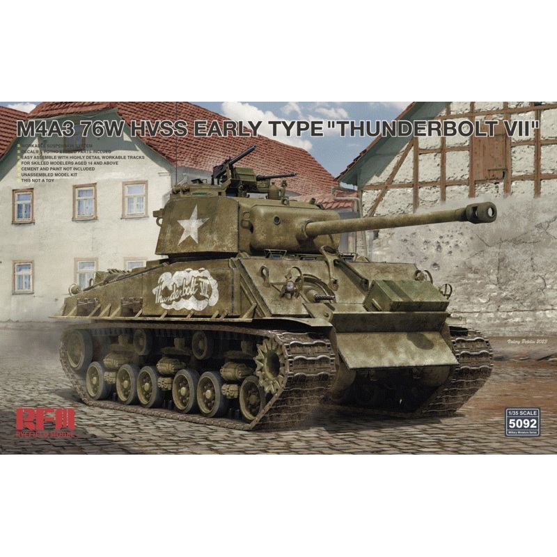 Rye Field Model 5092 1/35 Sherman M4A3 76W Hvss Early Type  Thunderbolt VII Kit