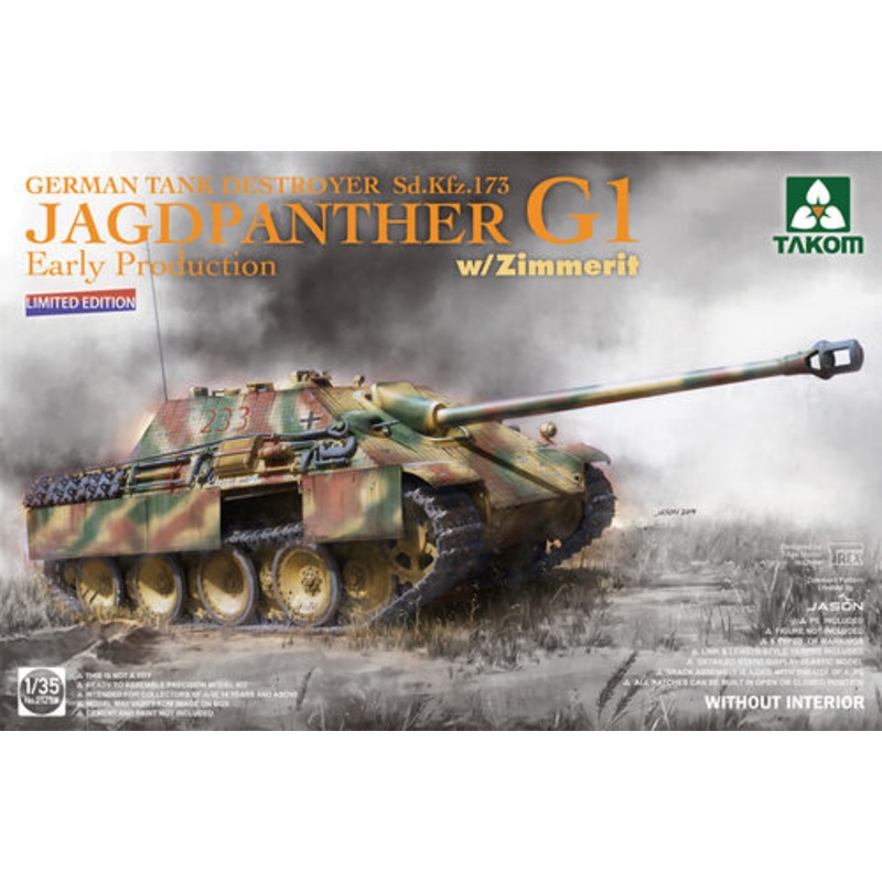 Takom 1/35 Jagdpanther G1 (Early Production) Tank Destroyer Sd.Kfz.175 with Zimmerit Kit 2125W