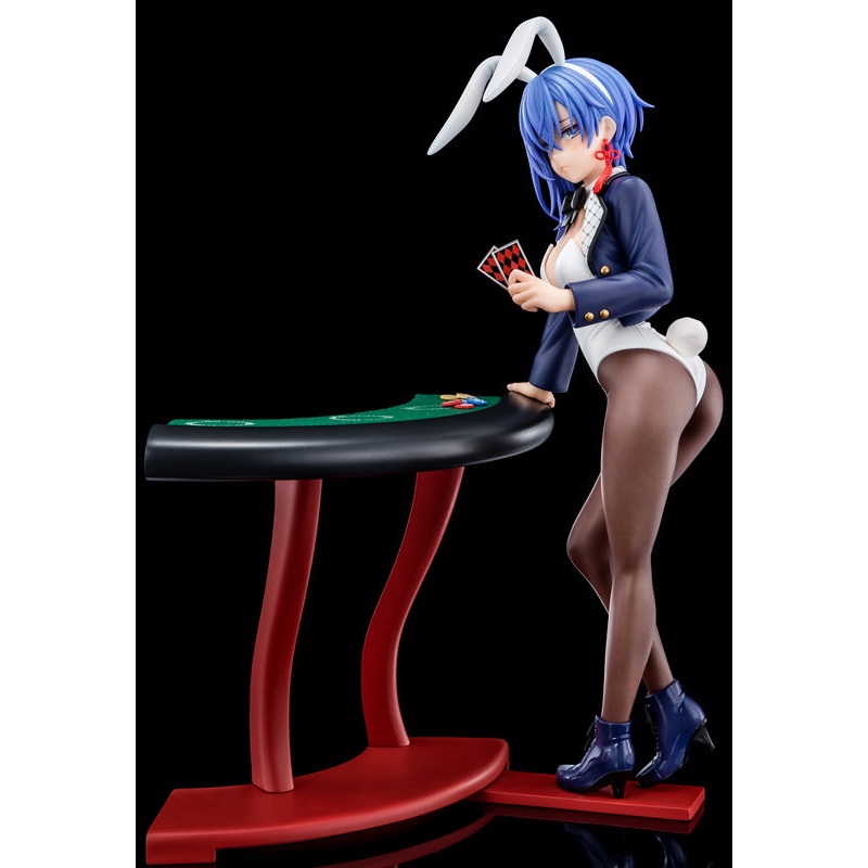 The Demon Sword Master of Excalibur Academy Nippon Columbia Sakuya Sieglinde wearing lapis lazuli blue bunny costume with Nip Slip Gimmick System