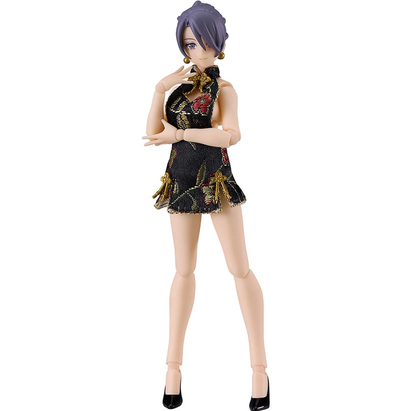 569c figma Female Body (Mika) with Mini Skirt Chinese Dress Outfit (Black)