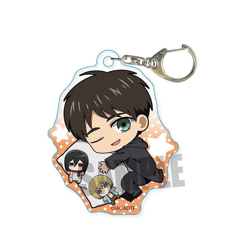 Attack on Titan Bell House GyuGyutto Acrylic Key Chain Eren Yeager (Mikasa & Armin) Oyasumi Ver.
