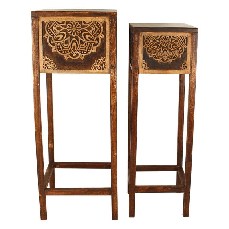 Harmony Square Mango Wood Planter Stands Set de 2 (LGE 75 cm)